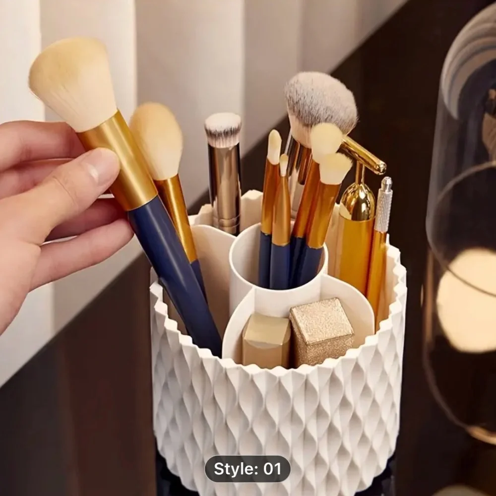 Elegant White Makeup Brush Holder